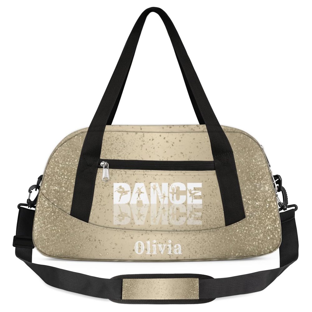Custom Kids Duffel Overnight Bag Personalized Dance Bag Travel Duffel Bag for Girls Boys Customized Kids Gifts- Lovely Golden Dance