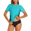 HODOSPORTS Women's UPF 50+ Rash Guard Sun Protection Swim Shirt Quick Dry Swimsuit Lightweight Short Sleeve Aqua XXL view 1
