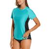 HODOSPORTS Women's UPF 50+ Rash Guard Sun Protection Swim Shirt Quick Dry Swimsuit Lightweight Short Sleeve Aqua XXL view 2