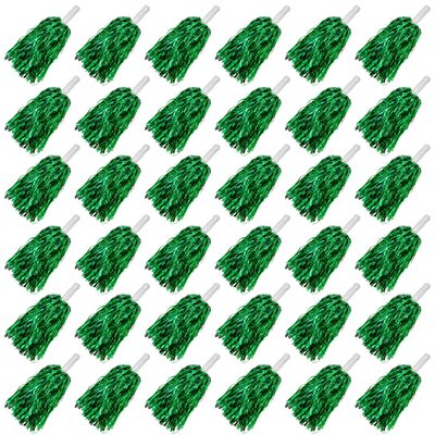 36PCS Cheerleading Pom Poms Metallic Foil Plastic Pom Poms with Baton Handle for Game Sports Squads Dancing Party Football Basketball Club Spirit Sports Stage Performance Celebration (Green)