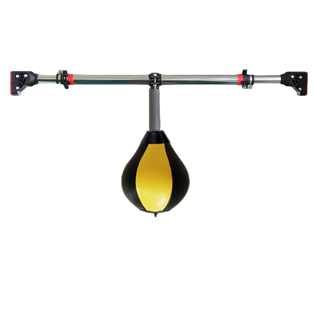 PCWLH Adjustable Length Doorway Punching Speed Bag for Adults & Kids - Portable Boxing Reflex Ball for Home Gym - Red Black, 8.7 Size