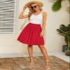 Taydey A-Line Pleated Vintage Skirts for Women Red 2XL view 3