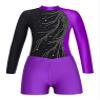 ranrann Kids Girls Shiny Ballet Dance Outfits Gymnastic Leotard with Metallic Shorts Sports Tracksuit Unitards Dancewear Purple H 14 Years view 3