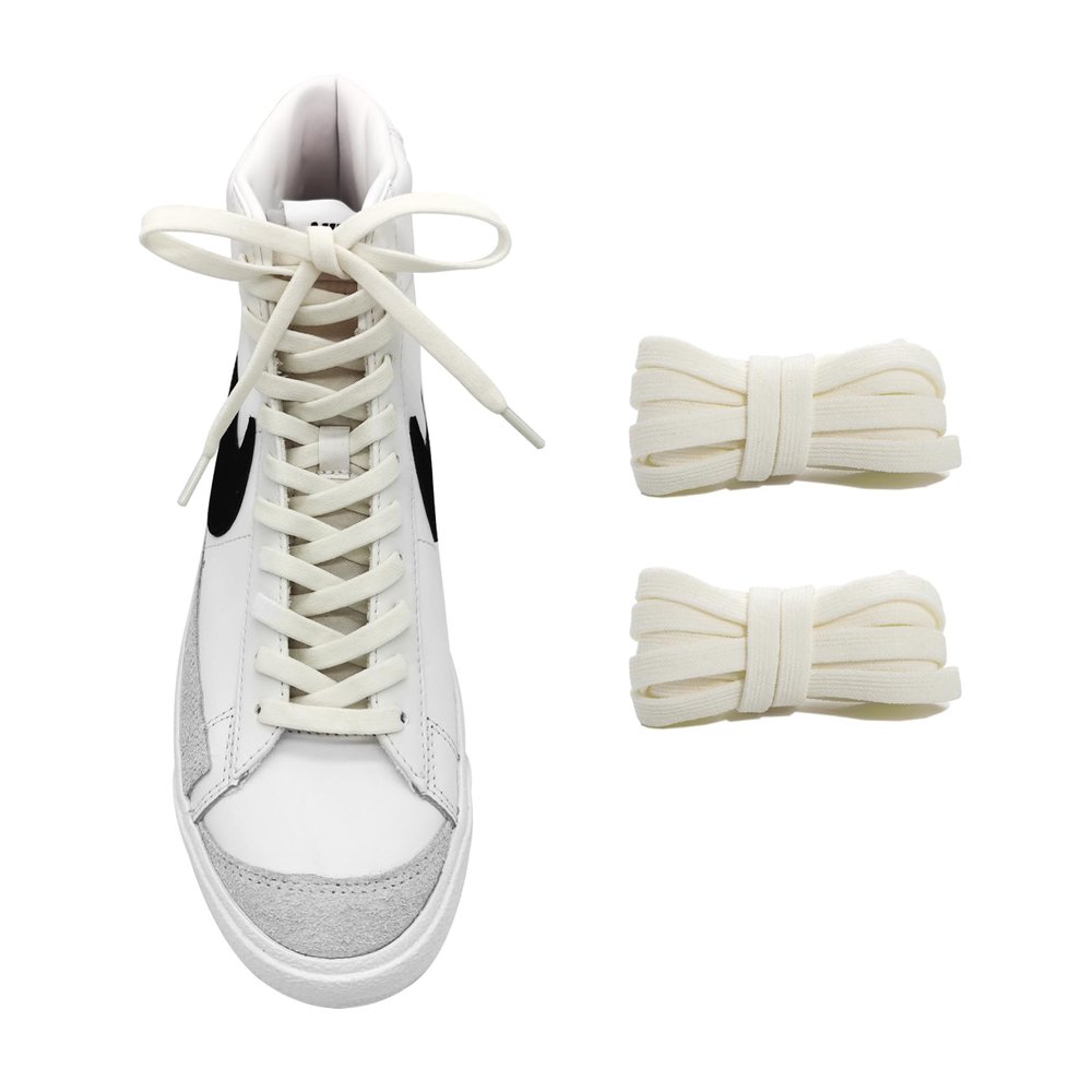 UamGlsob 5/16" Flat Elastic Shoe Lace, 36"-72" Length Stretch Shoelaces Strings Replacement Laces for High Top Sneakers (Beige-01, 45''/115cm)
