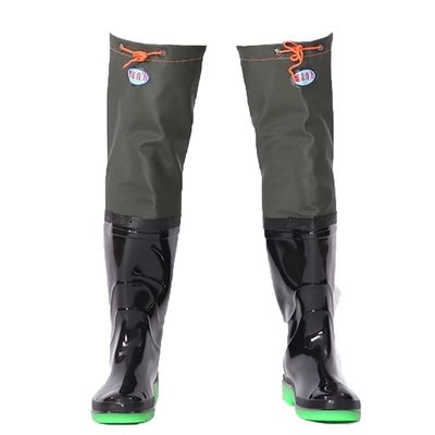 Hip Waders 60cm High Knee High Fishing Boots, Waterproof and Wear-Resistant Outdoor Adventure Hip Wading Boots (Color : Black, Size : 5.5)