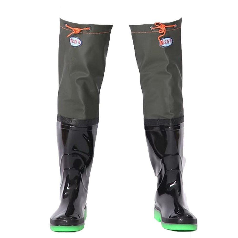 Hip Waders 60cm High Knee High Fishing Boots, Waterproof and Wear-Resistant Outdoor Adventure Hip Wading Boots (Color : Black, Size : 5.5)