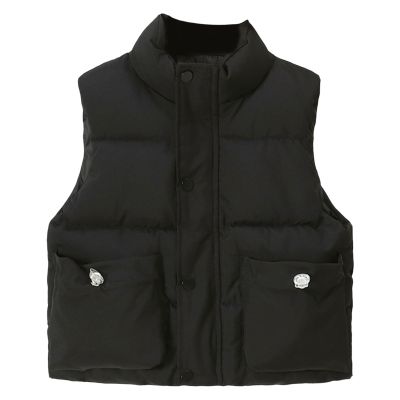 Toddler Kids Baby Winter Warm Jacket Outerwear Solid Color Vest Coat Outwear For Girls Boys Snowsuit (Black, 5-6 Years)