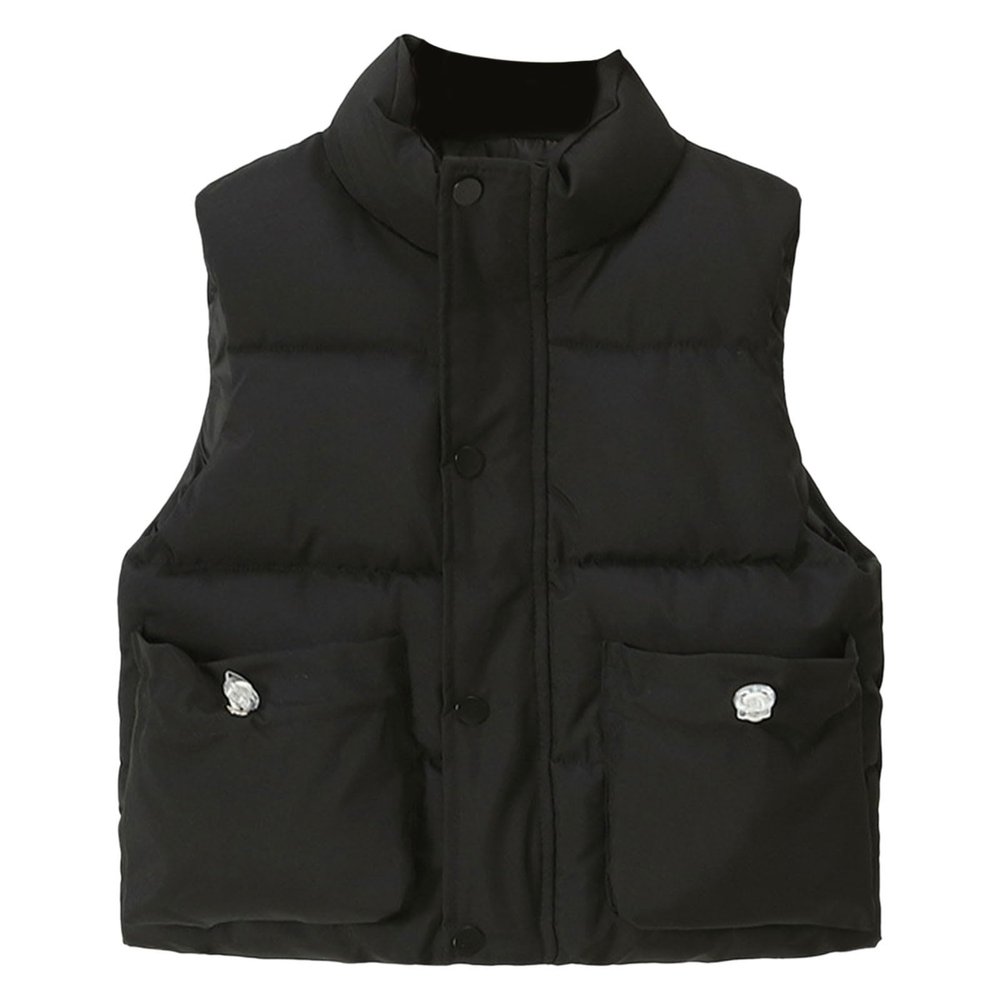 Toddler Kids Baby Winter Warm Jacket Outerwear Solid Color Vest Coat Outwear For Girls Boys Snowsuit (Black, 5-6 Years)