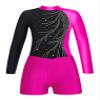 ranrann Kids Girls Shiny Ballet Dance Outfits Gymnastic Leotard with Metallic Shorts Sports Tracksuit Unitards Dancewear Rose H 10 Years view 3