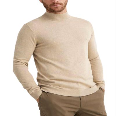OYOZONE Men's Slim Fit Turtleneck Sweater Casual Knitted Pullover Sweaters Apricot