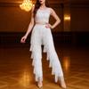 ZBH1985 Women's 7 Tier Tassel Latin Dance Pant Ballroom Dance Professional Black Adult Fringe Practice Pants view 2