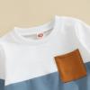 Toddler Baby Boy Clothes Long Sleeve Striped Crewneck T-Shirt Top + Solid Drawstring Pants Set Infant Fall Outfits (A-Blue B, 18-24 Months) view 3