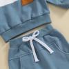 Toddler Baby Boy Clothes Long Sleeve Striped Crewneck T-Shirt Top + Solid Drawstring Pants Set Infant Fall Outfits (A-Blue B, 18-24 Months) view 4