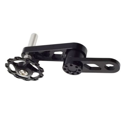 Chain Tensioner Single Speed Bike Adjuster Converter Guide Aluminium Alloy Cycling Single Speed Rear Derailleur Chain Tensioner Black for MTB Folding Bicycle