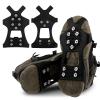 Crampons Ice Cleats for Shoes and Boots, Traction Cleats Ice Snow Grips with 10 Stainless Steel Spikes, Winter Outdoor Anti-Slip Crampon for Walking, Fishing, Climbing and Hiking(S) view 1