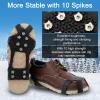 Crampons Ice Cleats for Shoes and Boots, Traction Cleats Ice Snow Grips with 10 Stainless Steel Spikes, Winter Outdoor Anti-Slip Crampon for Walking, Fishing, Climbing and Hiking(S) view 2
