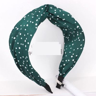 BALAFO Womens Headbands,Hair Bands, New Casual Fan Irregular dots in The Middle Cross Knotted Wide-Brimmed Headband Headband Hairpin, Beige Random dots Cross Hairband (Color : Parent)