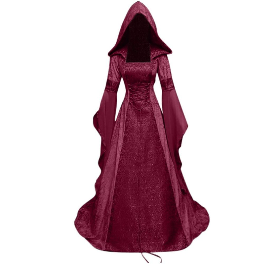 Women's Medieval Dresses Renaissance Velvet Robe Vintage Court Style Costume Long Sleeve Ball Queen Gown