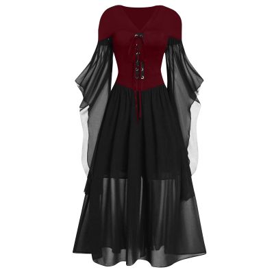 Halloween Costumes for Women Chest Braces Christmas Cosplay Witch Dress for Women Plus Size Renaissance Dress Womens Renaissance Costume Couples Costumes Medieval Dress Corset Dresses5-Wine,XX-Large