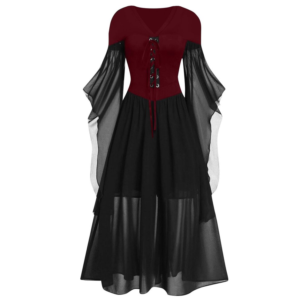 Halloween Costumes for Women Chest Braces Christmas Cosplay Witch Dress for Women Plus Size Renaissance Dress Womens Renaissance Costume Couples Costumes Medieval Dress Corset Dresses5-Wine,XX-Large