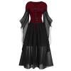 Halloween Costumes for Women Chest Braces Christmas Cosplay Witch Dress for Women Plus Size Renaissance Dress Womens Renaissance Costume Couples Costumes Medieval Dress Corset Dresses5-Wine,XX-Large view 1