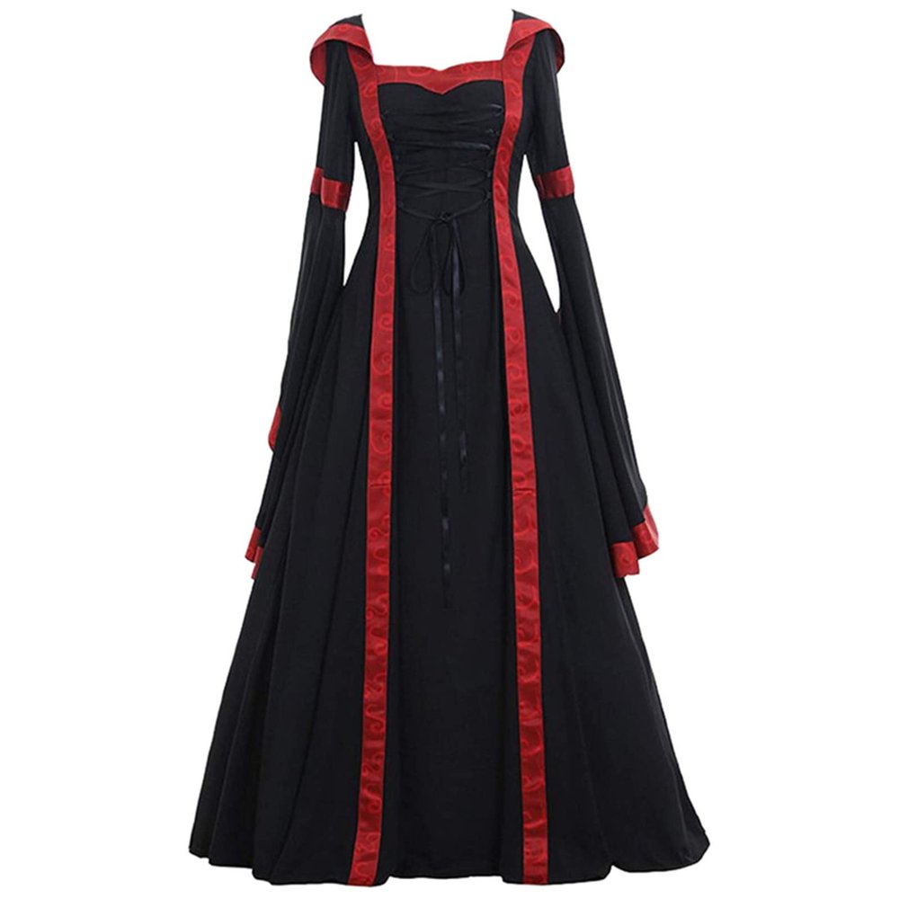 Women's Medieval Dresses Renaissance Velvet Robe Vintage Court Style Costume Long Sleeve Ball Queen Gown