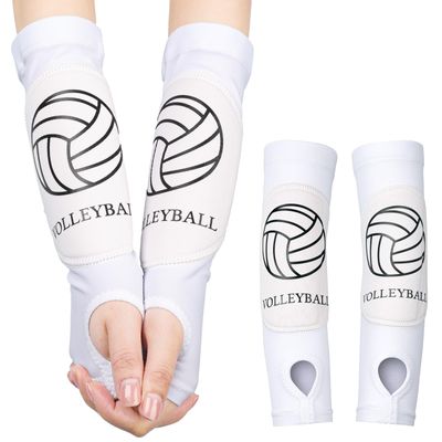 Shappy 2 Pcs 2 Pcs Volleyball Arm Sleeves Forearm Sleeves Volleyball Arm Pads for Boys Girls Teen Youth Wrist Guard (White,Small)