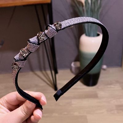 BALAFO Womens Headbands,Hair Bands, Hair Band Headband Female Simple net red with Diamond Temperament Hairpin Adult Wild Bangs Hairpin Thin Headband Out, Silver (Color : Parent)