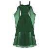 Halloween Costumes for Women Ruffle Sleeves Sling Swing Renaissance Accessories Cosplay Fairy Dress Elf Costume(3-Black,Small) view 3