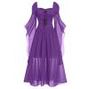 Mesh Gothic Lace-Up Plus Size Halloween Renaissance Dress (Purple, X-Large) view 1