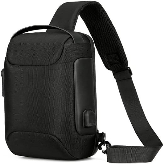 Pilipane avoid theft Crossbody slinger Bag, slinger Backpack with Password, watertight Chest Crossbody Shoulder Bags Casual Daypack for Men Women Cycling Walking Hiking Outdoor Sport Travel (Black)
