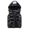 HGps8w Women's Metallic Luster Shiny Puffer Vest, Sleeveless Zip Up Hooded Coat Winter Warm Padded Gilet Jacket With Pockets view 1