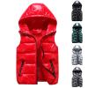 HGps8w Women's Metallic Luster Shiny Puffer Vest, Sleeveless Zip Up Hooded Coat Winter Warm Padded Gilet Jacket With Pockets view 2