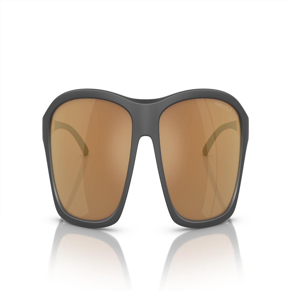 ARNETTE Man Sunglasses Matte Grey Frame, Brown Mirror Gold Polarized Lenses, 63MM