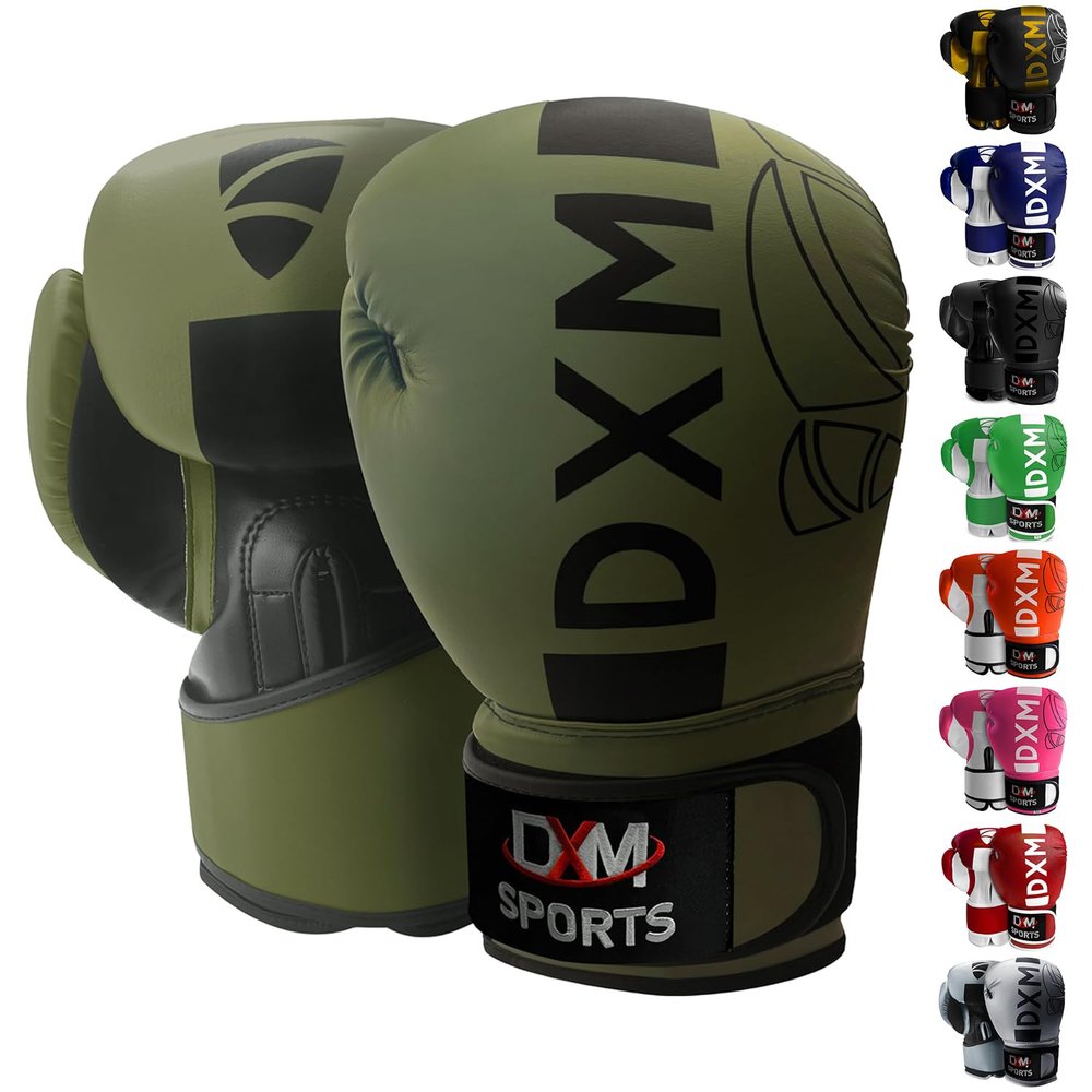 DXM SPORTS Boxing Gloves for Men & Women, Boxing Training Gloves, Kickboxing Gloves, Sparring Gloves, Heavy Bag Workout Gloves for Boxing, Kickboxing, Muay Thai, MMA (Green & Black, 10 oz)