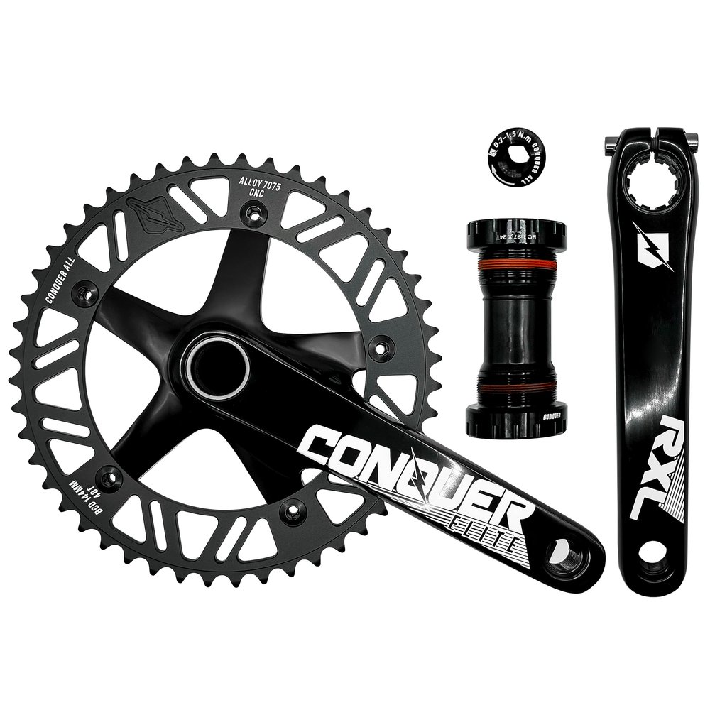 Conquer Elite Fixed Gear Crankset, Fixie Bike Crankset, One Speed Bicycle Crank, Single Speed Crank (RXL Crank)