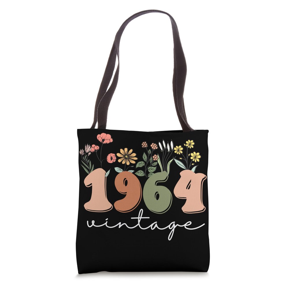 60 Years Old Vintage 1964 60th Birthday Tee Wildflower Women Tote Bag