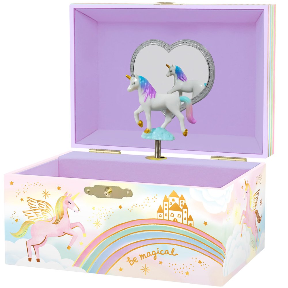 Giggle & Honey Musical Jewelry Box for Girls - Kids Jewelry Box, Unicorn Toys for Girls 4-6, Unicorn Gifts