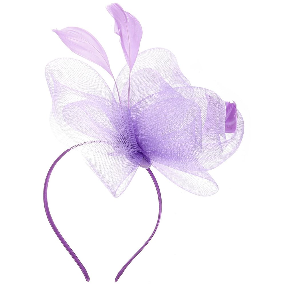 Uonlytech 1set Fascinator Hat Headband for Women Elegant Mesh Flower Hair Accessory for Tea Parties Weddings Cocktails and Celebrations Versatile Clip Design Light Lavender