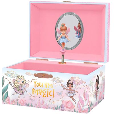 Giggle & Honey Musical Fairy Jewelry Box for Girls - Kids Music Box with Spinning Fairy and Mirror, Princess Birthday Gifts for Little Girls, Childrens Jewelry Boxes for Ages 3-10 - 6 x 4.7 x 3.5 in