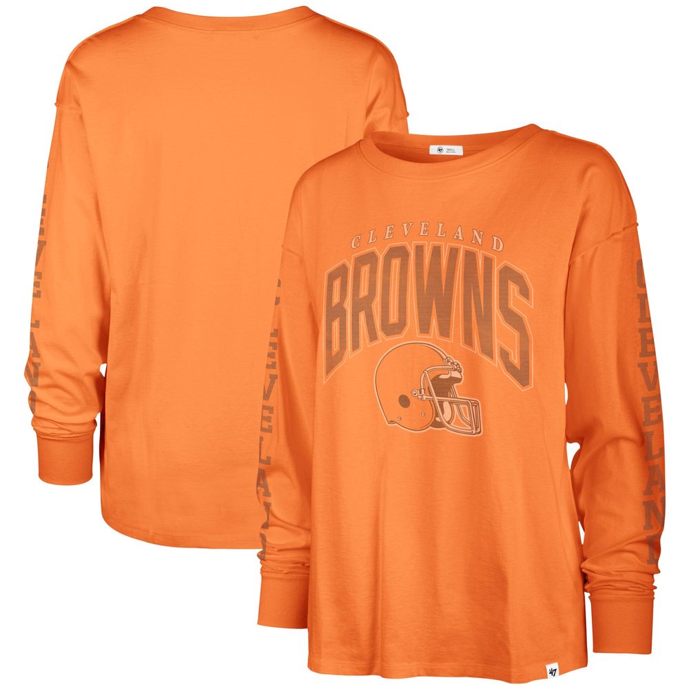 47 Women's Orange Cleveland Browns Tom Cat Lightweight Long Sleeve T-Shirt
