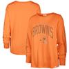 47 Women's Orange Cleveland Browns Tom Cat Lightweight Long Sleeve T-Shirt view 1