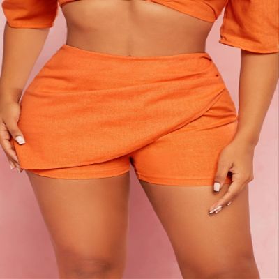 KLiHDSM Women's Shorts High Waist Wrap Front Skort Shorts for Women (Color : Orange, Size : Medium)