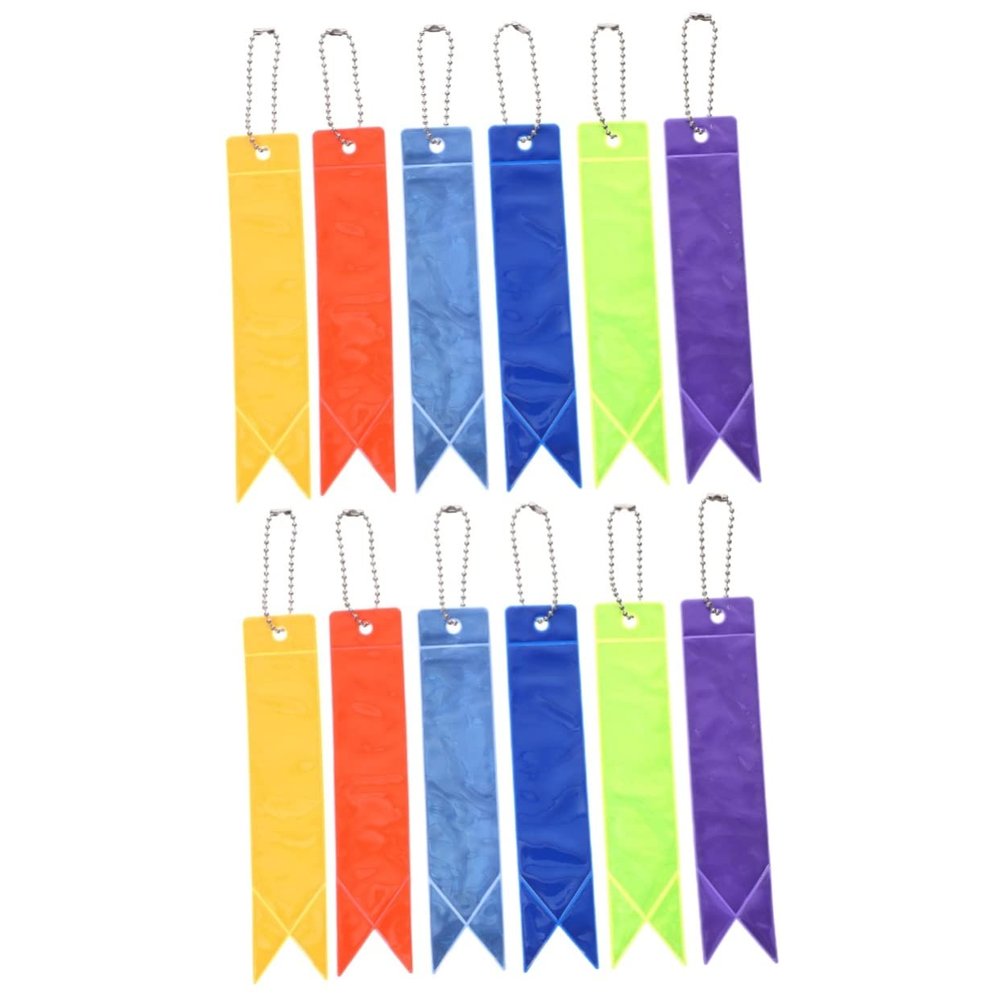 INOOMP 24pcs Reflective Keychain for Backpacks Night Visibility Charms Fluorescent and Halloween Backpack Accessories