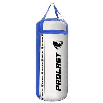 PROLAST 4Ft 135Lb XL Heavy Punching Boxing Bag for Adults, MMA, Martial Arts, Muay Thai, Kicking, Strength Training Equipment, Filled, New Edition Logo, White and Blue