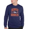 Hybrid Sports NFL - Denver Broncos - Established - Men's and Women's Long Sleeve Fan Shirt - Size Large - Denver Broncos - Navy