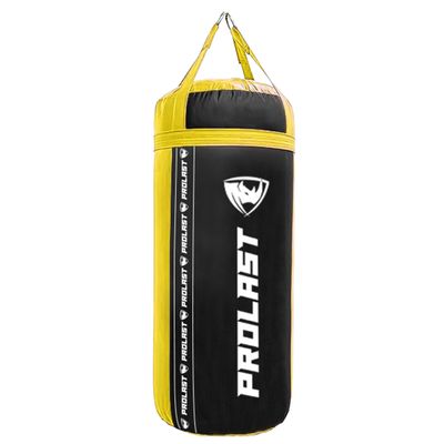 PROLAST 4Ft 135Lb XL Heavy Punching Boxing Bag for Adults, MMA, Martial Arts, Muay Thai, Kicking, Strength Training Equipment, Filled, New Edition Logo, Black and Yellow
