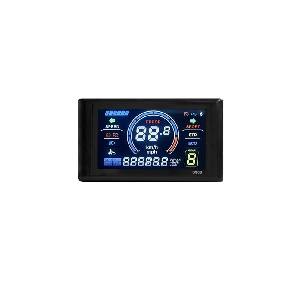 Vogely Electric Bike Display 24V-72V Waterproof LCD Display S966 Electric Bike Controller Panel Dashboard,SM Connector Easy Install Easy to Use, black