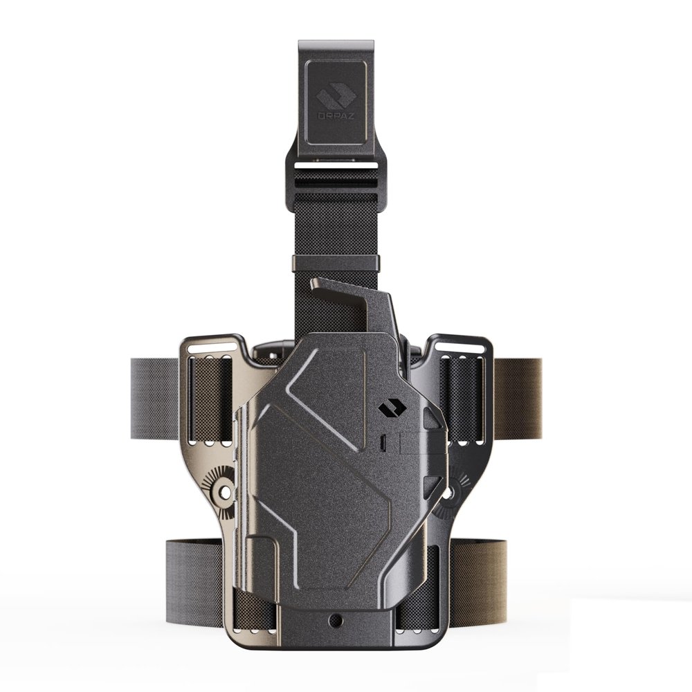 Orpaz Delta G31 Light Bearing Holster Compatible with Glock 31 Holster with Light, Level II Modular Flashlight Adapter and Innovative Flashlight Protector Cap - Unisex (Drop Leg, Left)