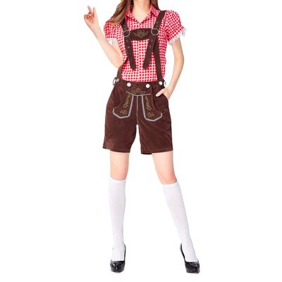ZYXTIM Womens Oktoberfest Lederhosen Costume Bavarian Oktoberfest Costumes Yodeling Costume Wurstfest Costume Set Red